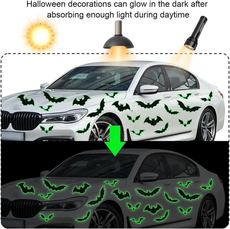 YUJUN 30 PCS Halloween Garage Door Decorations Black Bats Glow in The Dark Magnets Garage Door Luminous Magnetic for Halloween Refrigerator Garage Indoor Outdoor Car Decorations - Image 4